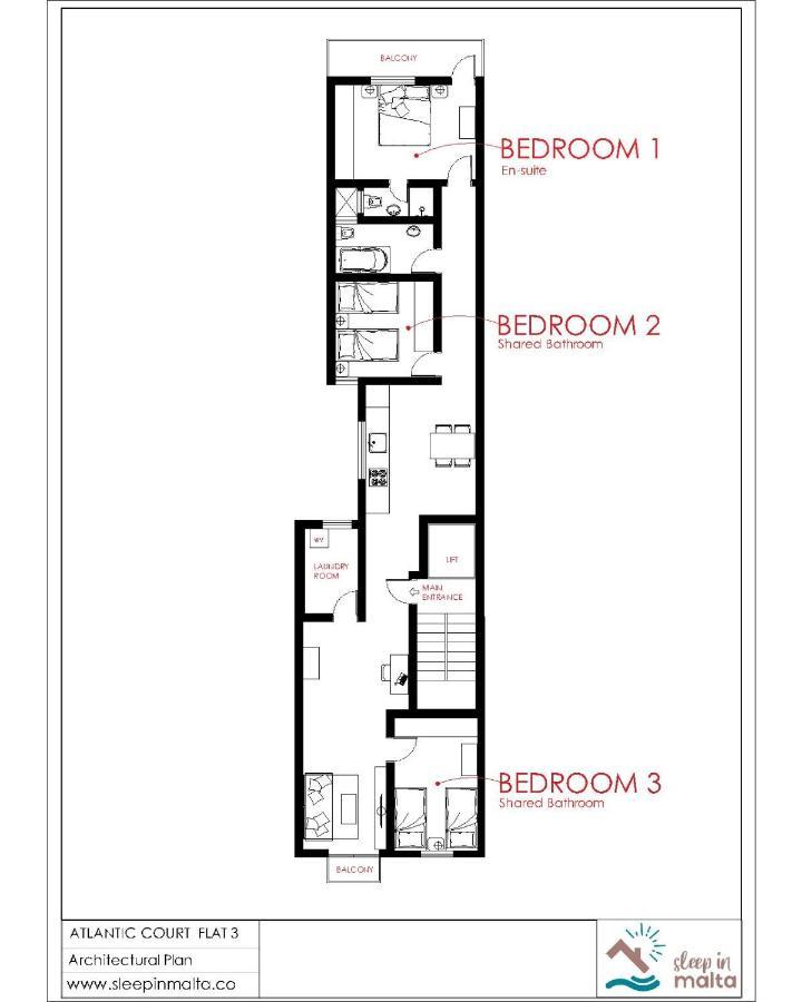 F3 Room 2, Private Room Two Single Beds Shared Bathroom Msida Exterior photo